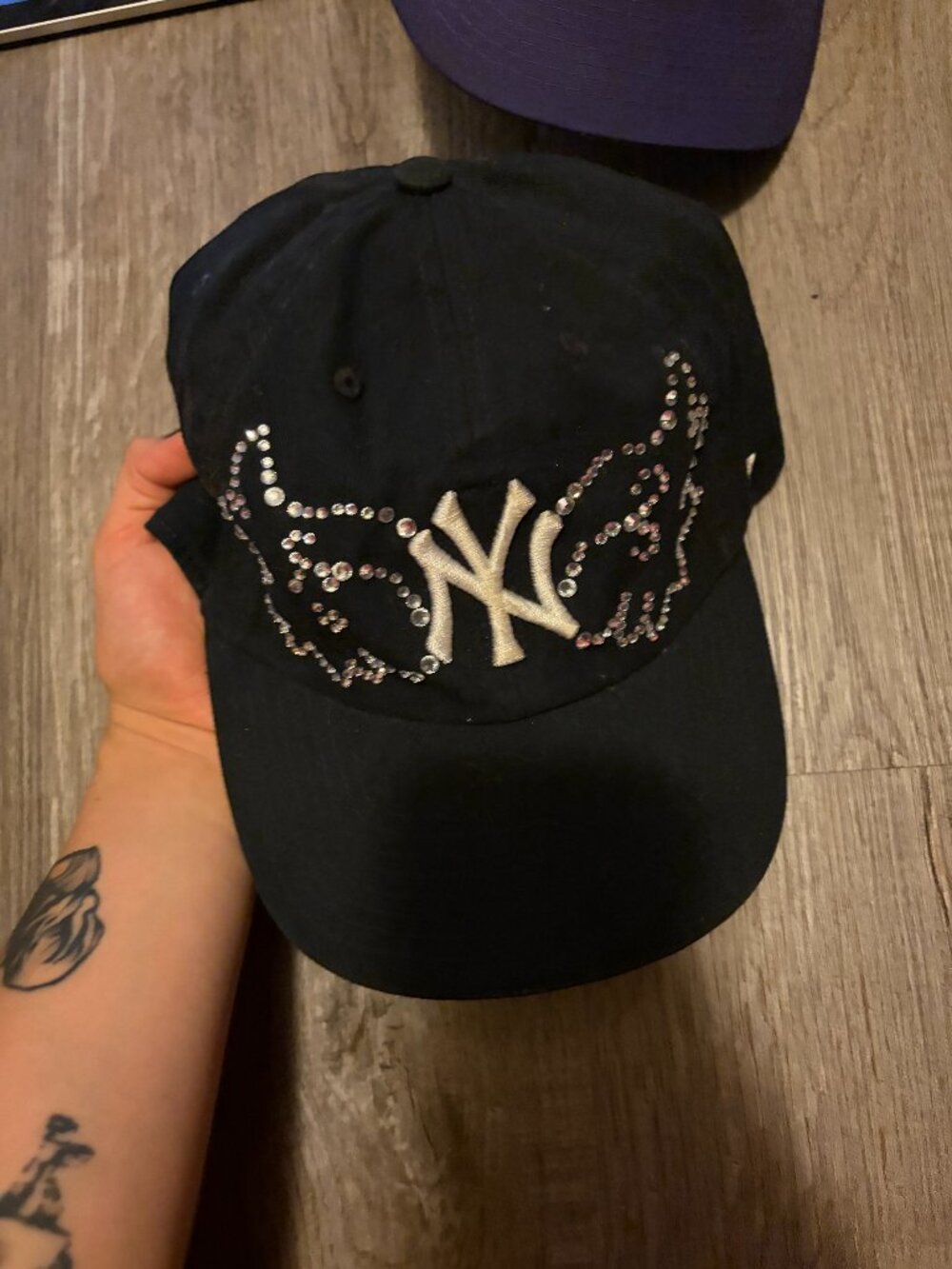 New York Yankees Cap with Wings Handmade Jeweled Bedazzled Custom Hat Streetwear